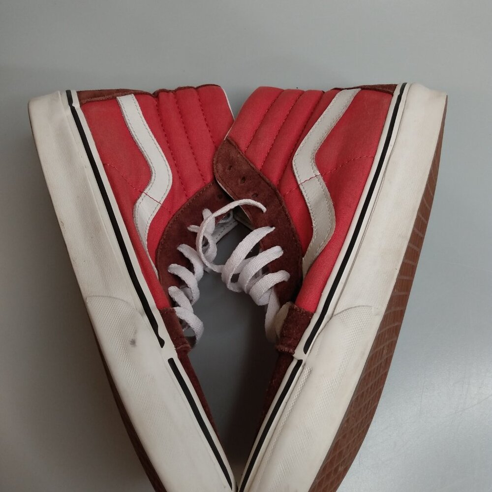 Vans Sk8-Hi Sneakers Men’s 8 Womens 9.5 Brown Orange White Suede Canvas High-Top - Picture 7 of 10